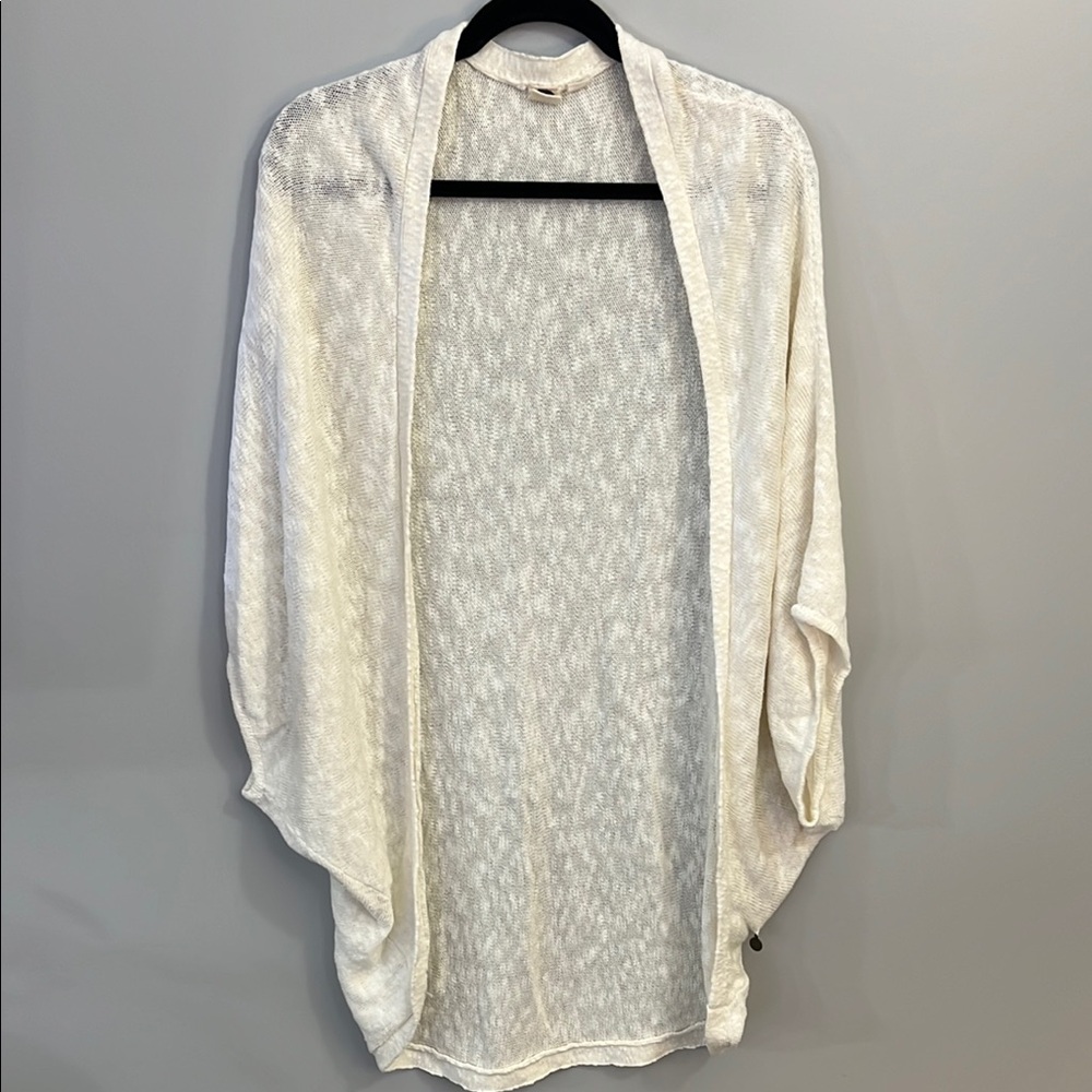 Roxy Cream Open Front Shrug with Long Sleeves